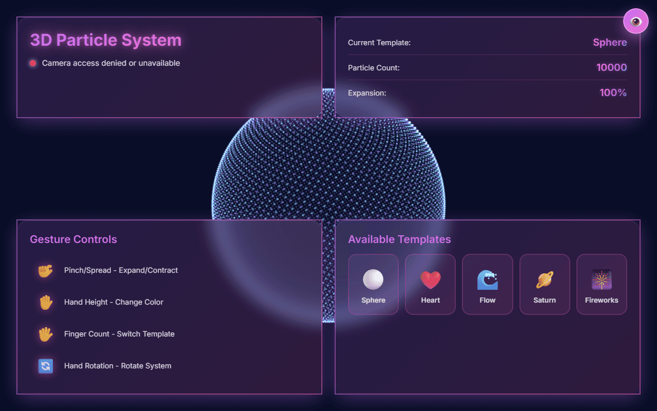 3D Particle System — Hand Gesture Control preview