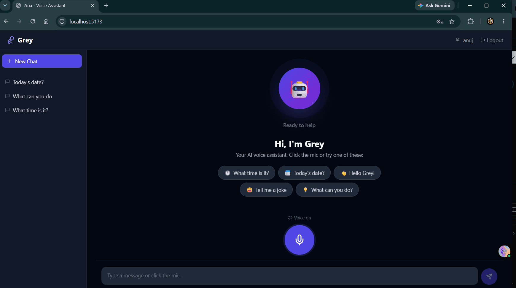 Grey — AI Voice Assistant preview